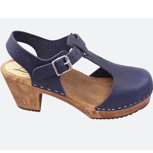 Lotta from Stockholm Highwood T-Bar Navy leather Brown base EU 40 US 9